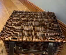 Two-Person Wicker Picnic Hamper with Crockery and Cutlery Set in Excellent Condition