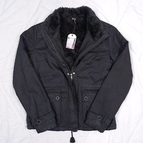 Roxy Black Sherpa Fleece Faux Fur Lined Winter Parka Jacket Size XL