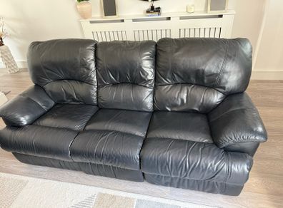 Black Leather Recliner Couch 3 Seater & 2 Seater