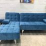 Blue L Shaped Sofa Bed, Converts to Sleeper Image 2