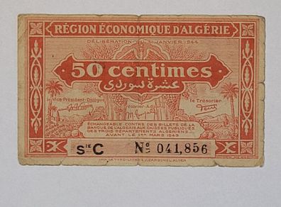 Algeria, 50 Centimes notes