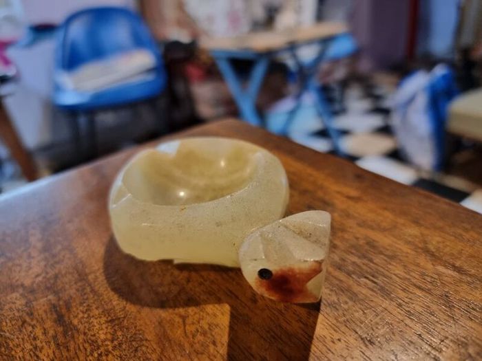 Hand-carved marble/alabaster turtle ashtray or ornament