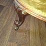A Victorian Walnut upholstered Nursing Chair c1860 nicely Carved with Cabriole legs. It has Brass Castors. Image 3