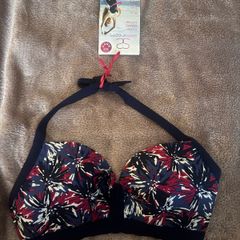 BNWT Zoggs swim shapes  Elastomax Eden Navy Pink bikini top size UK36E EU80E Free post