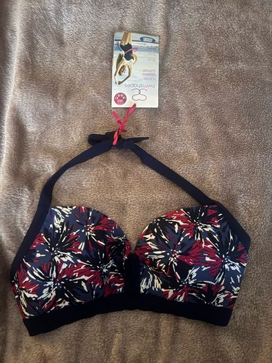 BNWT Zoggs swim shapes  Elastomax Eden Navy Pink bikini top size UK36E EU80E Free post