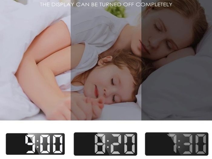 Digital Alarm Clock, Bedside Alarm Clock with Large LED Display, Non Ticking USB/Battery Powered Alarm Clock with Temperature, Snooze, Date, 3 Adjustable Brightness, Voice Control (FREE POSTAGE)