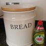 Ceramic bread bin with wooden lid Image 3