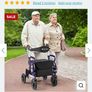2-in-1 Foldable Rollator Walker with Seat and Pneumatic Tires for All Terrain-Purple Image 4
