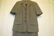 Vintage 70's Short Sleeve Dark Green Skirt Suit