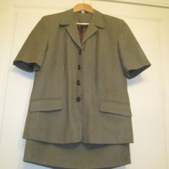 Vintage 70's Short Sleeve Dark Green Skirt Suit