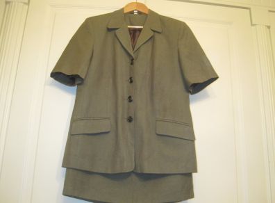 Vintage 70's Short Sleeve Dark Green Skirt Suit
