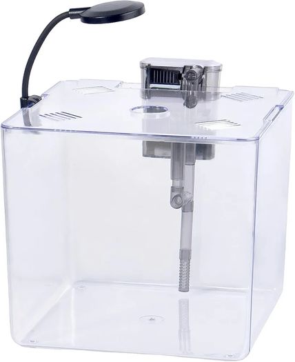 13L Starter Fish Tank Kit, 25  25  22CM Mini Plastic Aquarium with LED Light & USB Filter, DIY Aquascape for Small Betta Fish