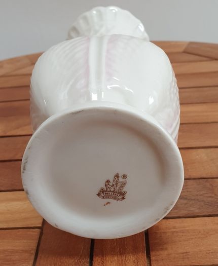 Belleek Vase - Shell Design White & Pink