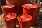 70s Tubberware Harvest Sunburst Orange nesting containers