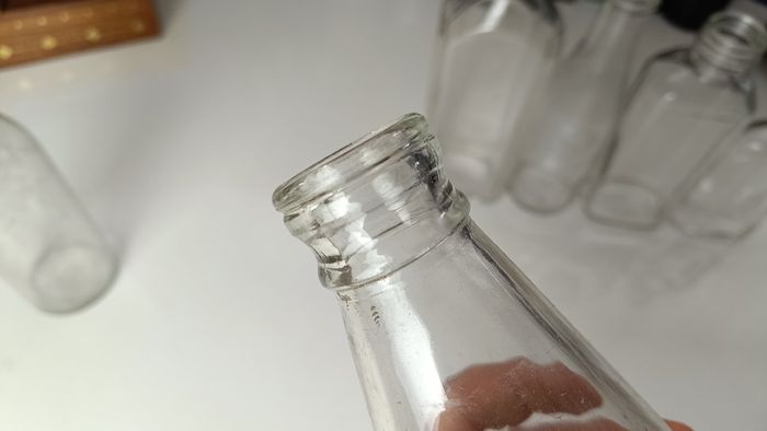 440 - Set of 6 Vintage Clear Glass Collectible Decorative Bottles