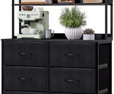 Chest of Drawers, Fabric Dresser with 6 Drawers, Tall Chest of Drawers with Open Storage Shelf, 3-in-1 Storage Organizer Unit for Bedroom, Living room, Kids room, Closet, Black