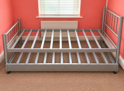 Single Metal Bed with Pull-Out Trundle Bed