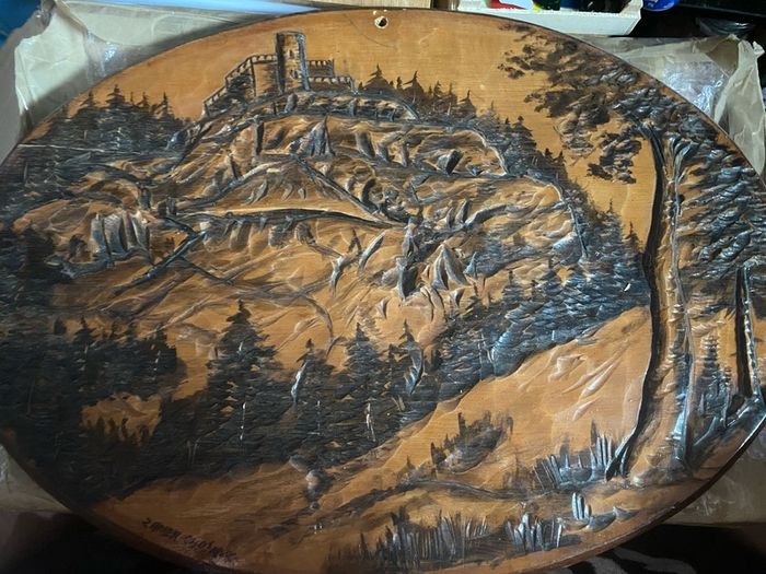 Hand carved wooden relief 1968