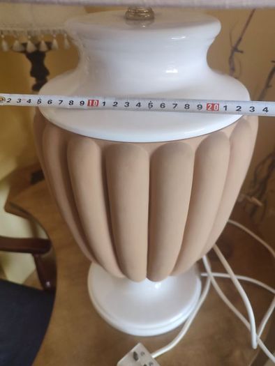 Vintage Large Terracotta And Porcelain Table Lamp.