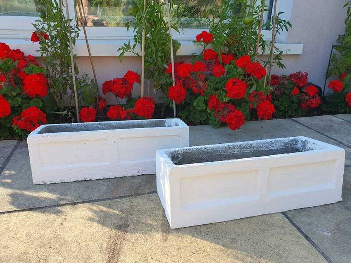 Pair of composite stone windowboxes