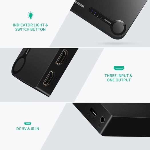 3D 4K 3 in 1 Out Resolution HDMI Switch