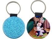 Personalised with Photos Glitter Keyrings round and heart shape
