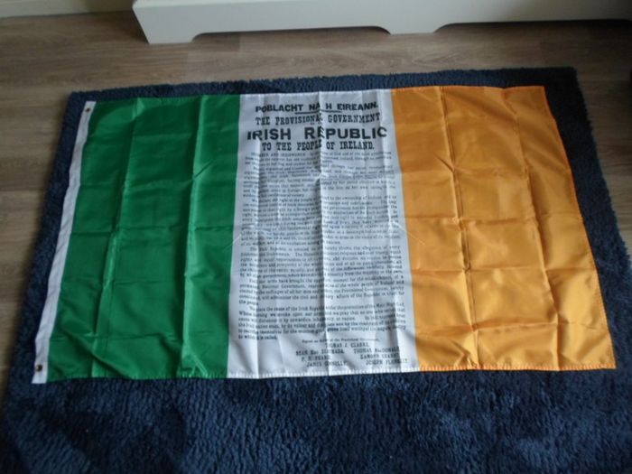 Ireland Tri Colour Flag With Easter Rising Proclamation