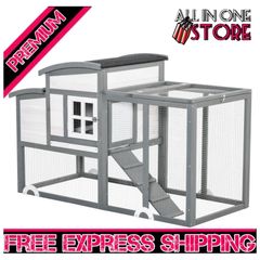 Chicken Coop with Run Hen House Wooden Poultry Cage w/ Nesting Box Removable Tray Openable Roof Outdoor 140 x 67 x 88.5cm (FREE SHIPPING)