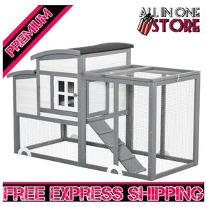 Chicken Coop with Run Hen House Wooden Poultry Cage w/ Nesting Box Removable Tray Openable Roof Outdoor 140 x 67 x 88.5cm (FREE SHIPPING)