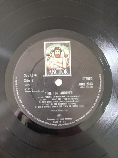 ACE - Time For Another. original 1975 UK pressing. Album, LP Vinyl Record. British Pub Rock.