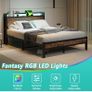 King Size Bed Frame with Charging Station and LED Lights Image 5