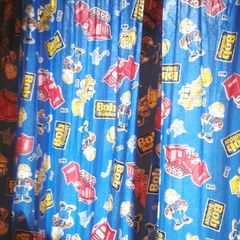 "Bob the Builder" kids room curtains.