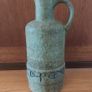 Stunning and Rare Vintage Mid Century West Germany Pottery Lidded and Single-Handled Decanter Bottle in Olive Green with Fish and Cross Symbols by Streuler, Pre 1960's Image 2