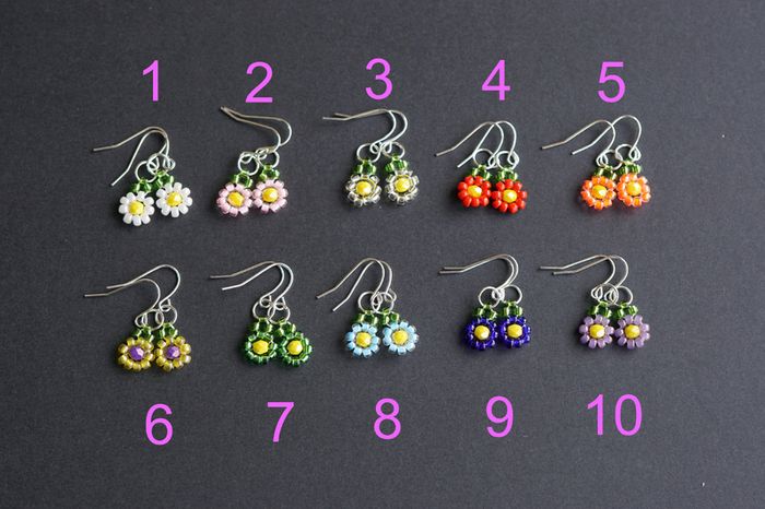 Little Daisy Beaded Earrings in Ten Colours