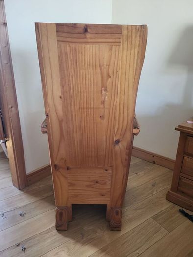 Rustic Pine Wingback Accent Chair with Storage Drawer (Lambing Style)