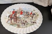 F Gray &amp; Sons Fox Hunting 31cm Oval Platters Horse &amp; Hound Vintage