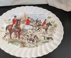 F Gray & Sons Fox Hunting 31cm Oval Platters Horse & Hound Vintage