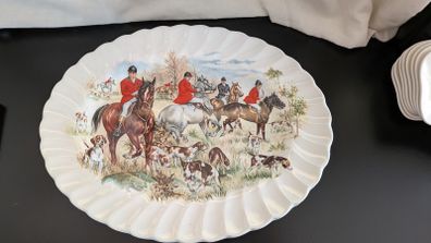 F Gray & Sons Fox Hunting 31cm Oval Platters Horse & Hound Vintage