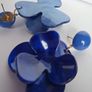 Cobalt Blue Lucite 3D Floral Earrings Image 9