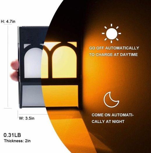 6 Pack Outdoor Wall Solar Lights,Fence Solar Lights Outdoor,Solar Wall Lights Outdoor Garden Waterproof, Decorative Garden Lights
