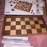 Boxed wooden chess board, prices and checkers set Image 3