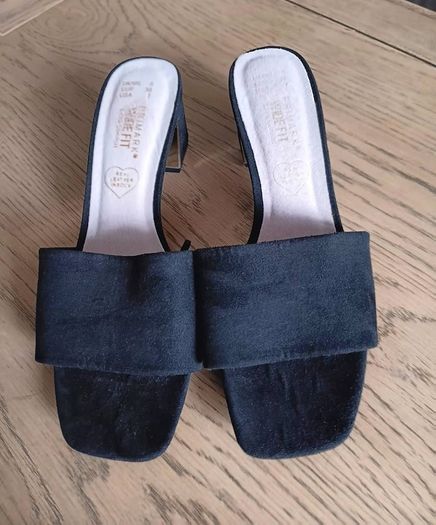 Black Suede Slip on Mules