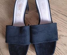 Black Suede Slip on Sandals