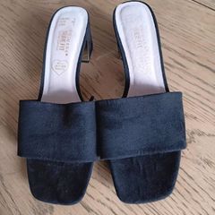 Black Suede Slip on Sandals