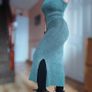 Knitted Khaki NEW LOOK dress, with side slits, size S Image 3