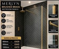 Merlyn brushed brass wetroom panels all sizes see below for prices