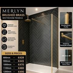 Merlyn brushed brass wetroom panels all sizes see below for prices