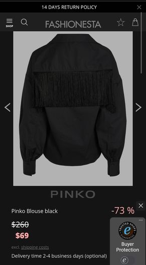 Pinko Black Tassle Shirt Blouse