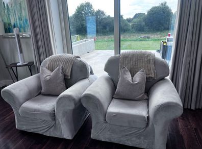Pair of Armchairs (Grey Stretch covers included