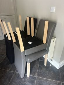 4 Dining Chairs including Black Covers